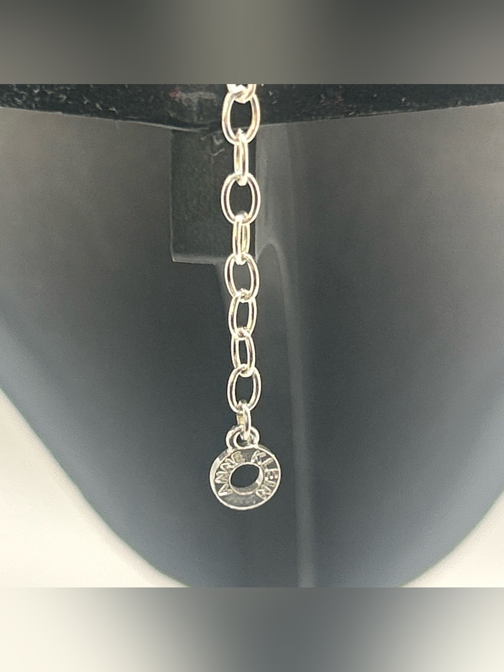 Vintage Anne Klein 3 Strand Necklace W/ Dangle Bezel Set Blue Beads Silvertone - Picture 5 of 9